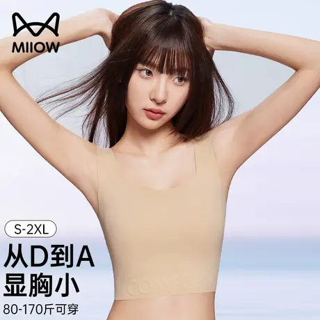 猫人纸片内衣女士大胸显小胸收副乳防下垂束胸隐形文胸背心式胸罩商品大图