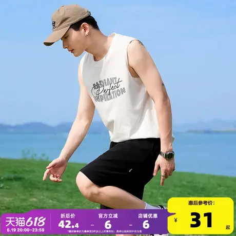 唐狮2025夏季新款背心男字母印花无袖T恤宽松坎肩圆领上衣潮打底t商品大图