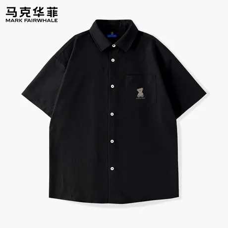 马克华菲男士翻领短袖衬衫2025新款黑色休闲半袖男款冰丝速干T恤图片