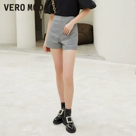 Vero Moda奥莱夏季清仓细格纹通勤简约直筒休闲百搭短裤子女流行商品大图