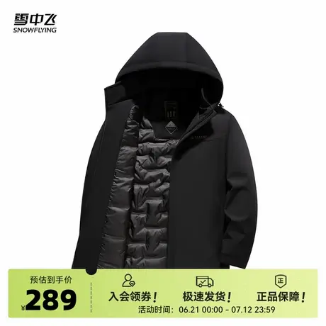 雪中飞2025秋新款男士短款可拆卸帽羽绒服商务休闲深色简约保暖商品大图