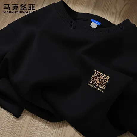 马克华菲美式圆领卫衣男2025新款秋季宽松长袖上衣男士无帽外套X图片