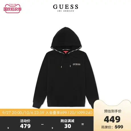 GUESS23年新款秋女士时尚休闲抽绳加绒套头连帽卫衣-Q2BQ07K9FL1图片