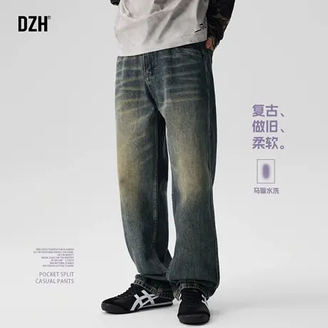 男士复古做旧牛仔裤男直筒秋冬款潮牌2025新款休闲老爹裤宽松长裤商品大图