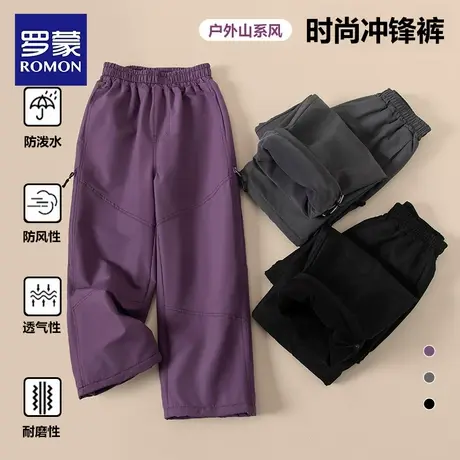 罗蒙女童加绒裤子秋冬款保暖儿童一体绒长裤2025新款中大童运动裤商品大图