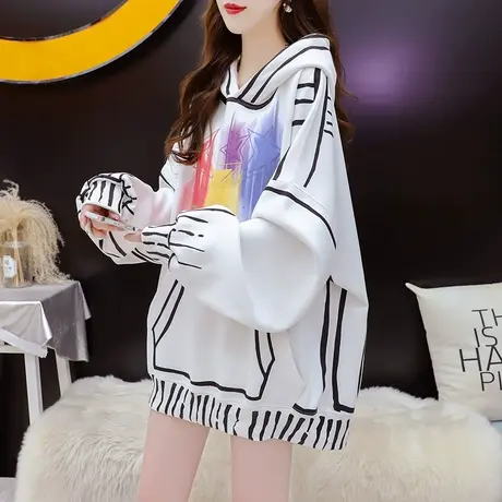 减10】设计感连帽卫衣外套女2023新款秋冬宽松慵懒风洋气百搭上衣商品大图