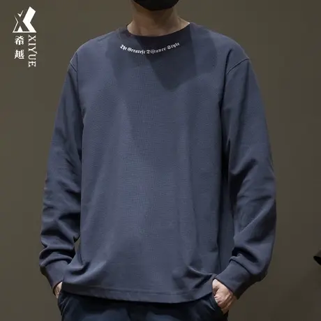 刺绣长袖T恤男士300g重磅卫衣t秋冬宽松大码圆领内搭打底小衫潮流图片