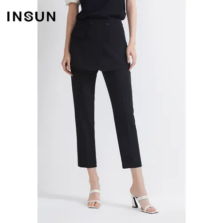 恩裳商场同款夏季醋酸舒适挺括可拆两件式小脚百搭西装裤商品大图