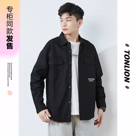 [商场同款]唐狮秋冬衬衫男士休闲工装衬衫衬衣百搭舒适潮流上衣图片