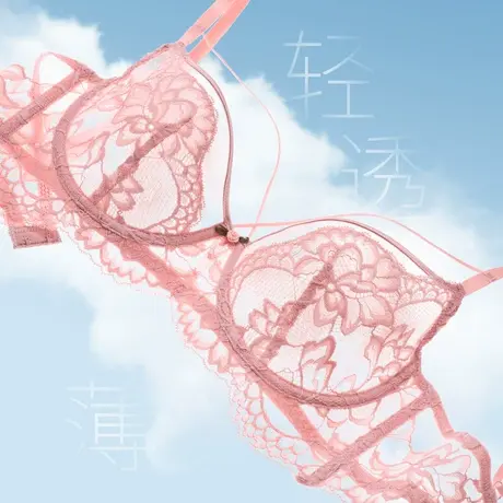 伊丝艾拉大胸显小文胸 春夏蕾丝内衣女薄款舒适无海绵大码胸罩BRA图片