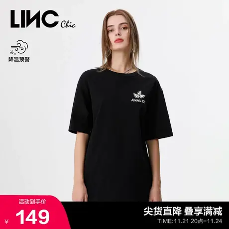 LINCCHIC金羽杰T恤女印花图案时尚短袖女T恤上衣S221TS211商品大图