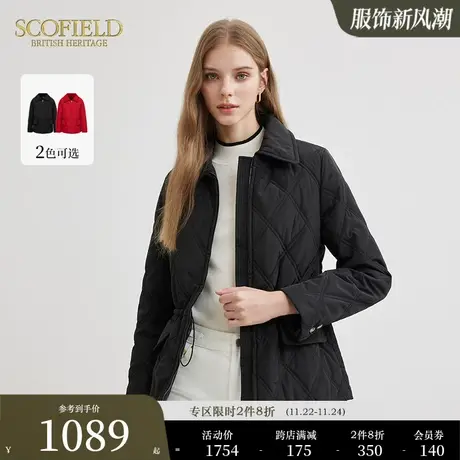 Scofield简约休闲拉链短款黑色保暖棉服女装外套2023秋冬新款图片