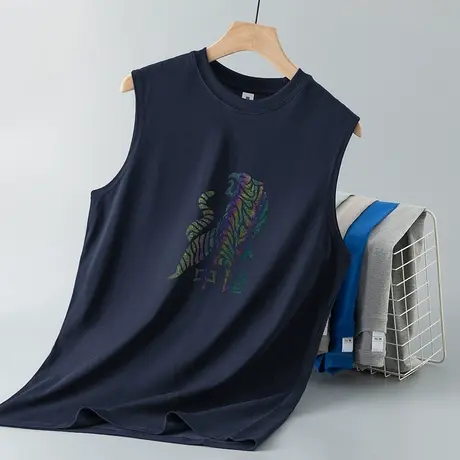 重磅纯棉背心男士宽松运动坎肩国潮无袖t恤夏季外穿跨栏篮球健身图片