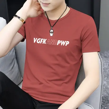 莫代尔短袖t恤男装夏季冰丝速干凉感体恤上衣服潮流字母印花半袖商品大图