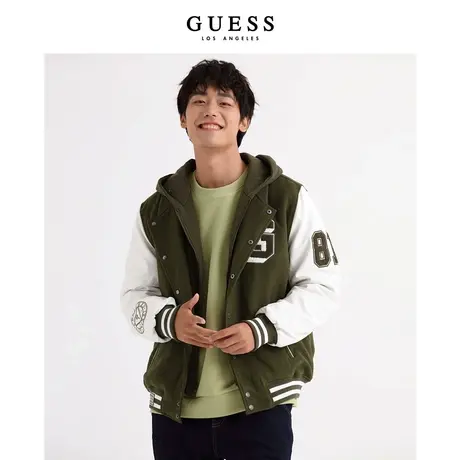 GUESS男士复古夹克休闲连帽棒球服外套-X3BL03WEAP0商品大图