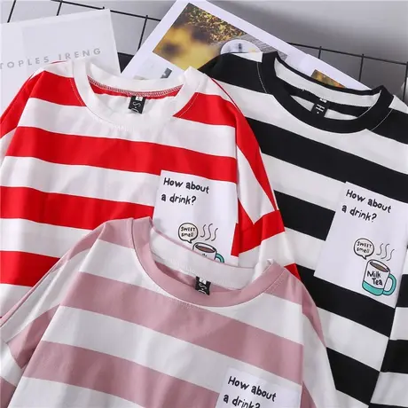 短袖t恤女ins潮网红大款上衣女bf慵懒风宽松中长款酷酷的帅气新品商品大图