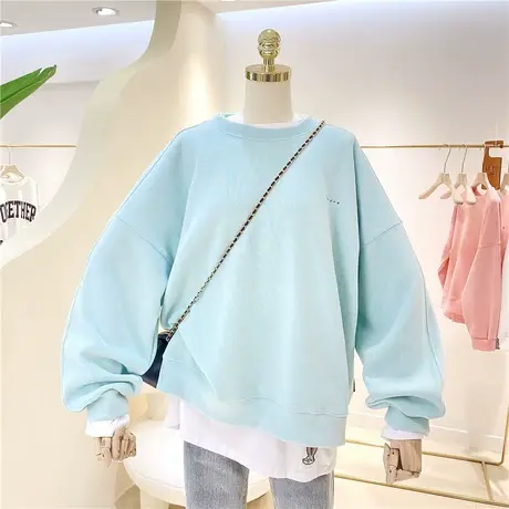 卫衣女春秋薄款2021新款韩版ins潮原宿BF风宽松大码百搭套头上衣图片