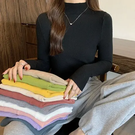 2023早春秋冬新款漂亮上衣内搭别致打底衫设计感女小众毛衣针织衫商品大图