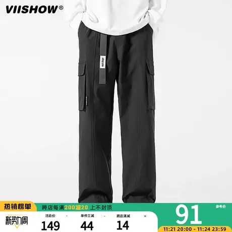 VIISHOW日系复古工装裤男款秋季潮牌宽松大口袋休闲运动长裤子商品大图