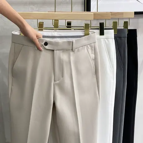 肌理感坠垂感修身九分裤男士高档男装韩版秋冬商务小脚休闲裤西裤商品大图