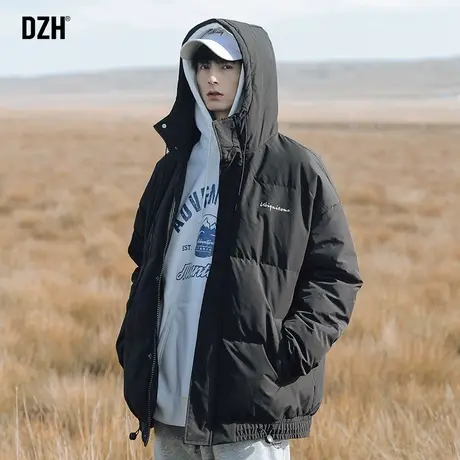 男士黑色棉服男款设计感连帽外套宽松潮牌2023新款爆款棉衣面包服商品大图