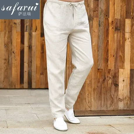 亚麻裤男宽松夏季薄款休闲裤长裤青年男士棉麻小脚夏天裤子男麻料图片