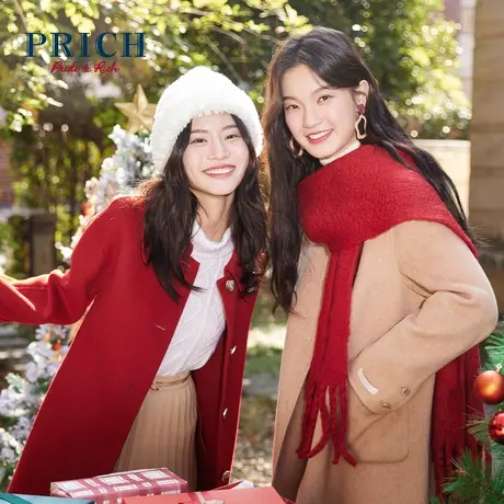 【直播专享】PRICH商场同款毛呢大衣秋冬新款100%绵羊毛通勤外套商品大图