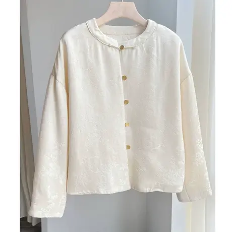 素飞新中式棉衣棉服人丝提花夹棉保暖上衣对襟开衫短外套改良唐装图片