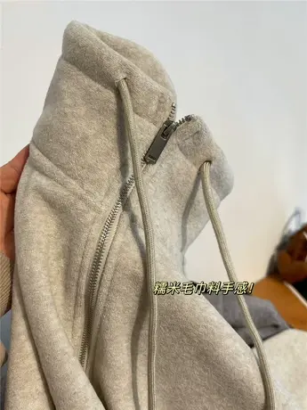 韩版宽松气质百搭立领半拉链学院风加绒加厚套头卫衣女秋冬季外套商品大图