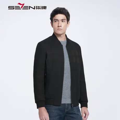 柒牌男装清仓厚款商务休闲夹克衫修身保暖棒球领上衣外套冬季商品大图