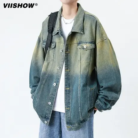 VIISHOW牛仔外套男生新款2024春秋季复古高级感痞帅男青少年夹克商品大图
