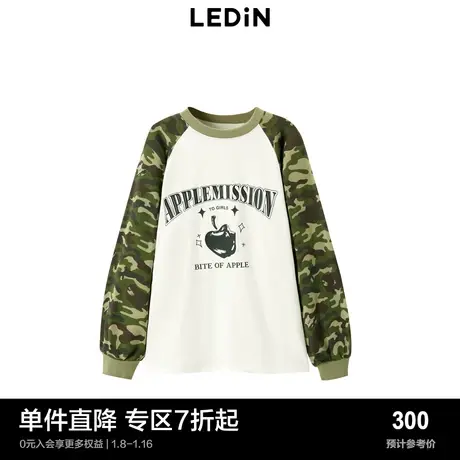 【商场同款】乐町印花休闲圆领上衣设计感插肩袖卫衣C2CRD3501图片