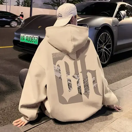 2023新款卫衣男秋冬季ins潮牌美式重磅套头连帽开衫港风复古外套商品大图