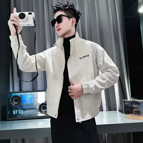 工装夹克男时尚拼接潮牌立领男装褂子百搭休闲春款轻熟风上衣外套商品大图