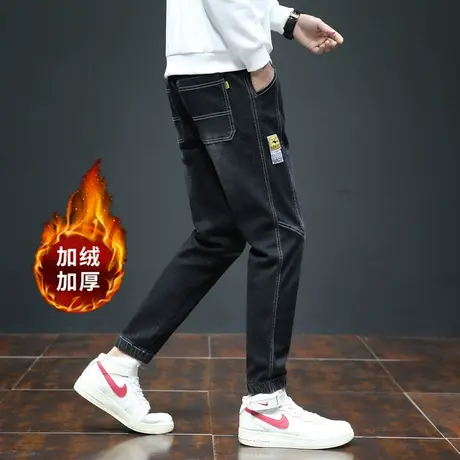 牛仔裤男秋冬款宽松休闲秋季潮牌束脚长裤子潮流韩版2020新款工装商品大图