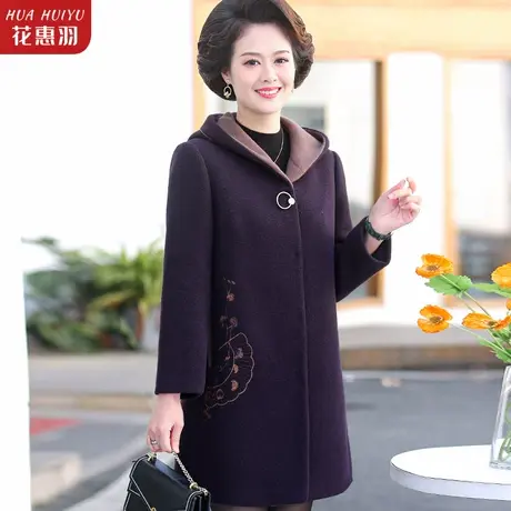 妈妈秋冬呢子外套2021新款中老年毛呢大衣中年妇女冬装中长款风衣商品大图