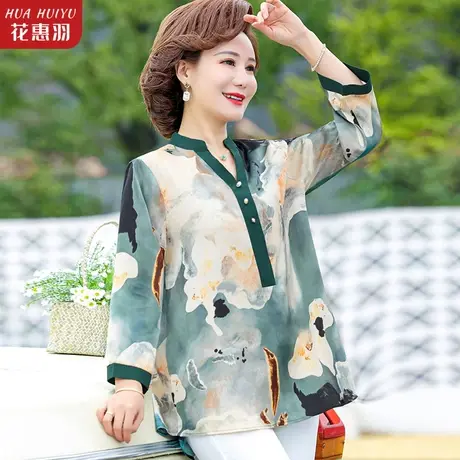中年人时尚长袖衬衫女夏装洋气小衫秋装40岁50中老年妈妈春秋上衣商品大图