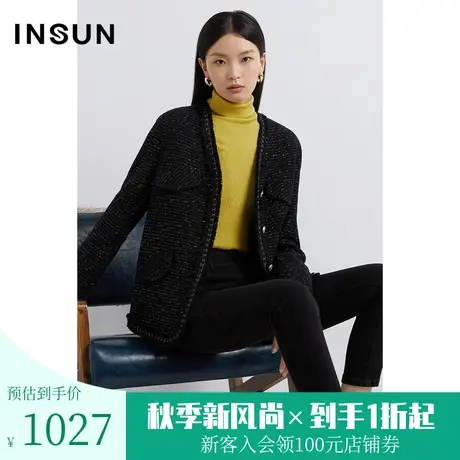 恩裳2022冬季休闲多口袋设计时尚绵羊毛小香风短外套商品大图