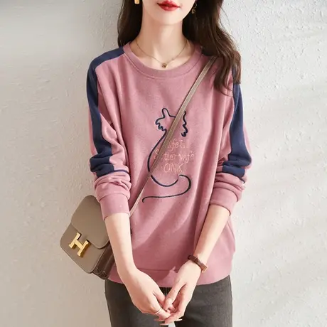 打底衫女春秋长袖t恤女装2023新款潮初秋上衣韩版早秋卫衣设计感商品大图