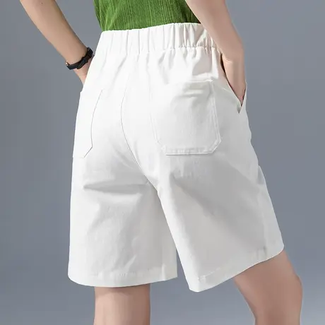 白色短裤女2023新款夏高腰a字阔腿中裤五分裤女夏季薄款休闲5分裤商品大图