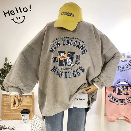 韩国东大门卫衣女2020春秋薄款宽松韩版ins原宿bf慵懒风上衣外套图片