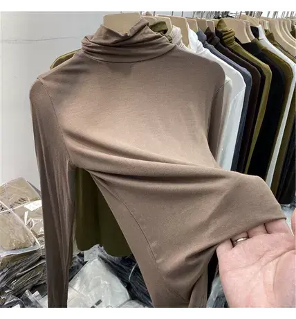 2023新款长袖高领打底衫女内搭洋气春秋纯色百搭纯欲设计小众性感图片