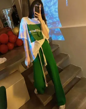 蛇骨纹春夏新款垂坠阔腿裤女式直筒高腰长裤休闲显瘦拖地裤带抽绳图片