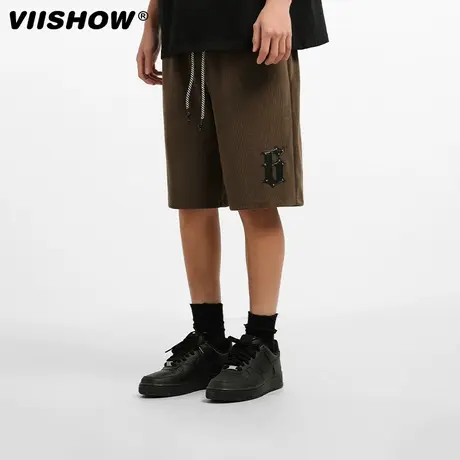 VIISHOW休闲短裤男夏季运动跑步潮牌5分裤美式重磅宽松弹力中裤商品大图