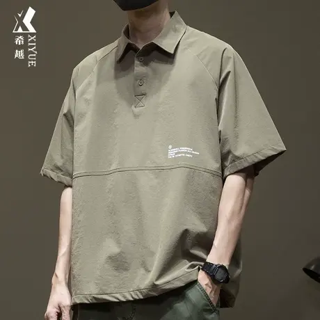 希越冰丝透气短袖t恤男Polo衫高弹力宽松速干衣夏季大码休闲半袖图片