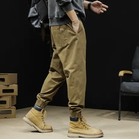 美式男款秋季休闲裤男士束脚2023新款宽松弹力大码潮牌工装裤子男商品大图