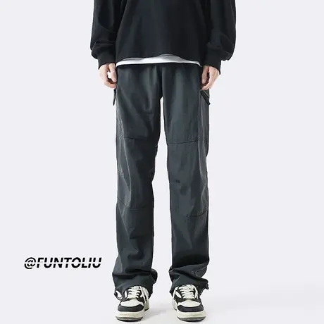 机能冲锋裤子男美式夏季宽松工装休闲长裤日系户外速干直筒运动裤商品大图