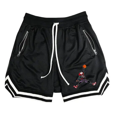 秀洛飞人蜘蛛侠短裤男运动美式五分球裤网眼宽松口袋裤夏健身裤子商品大图
