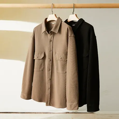 衬衫男长袖秋冬季宽松工装衬衣男士休闲上衣百搭夹克外套潮流男装商品大图