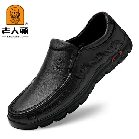 老人头男鞋冬季真皮皮鞋男士休闲商务软底软面防滑厚底中年爸爸鞋图片